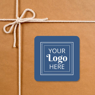 Custom Business Logo Modern Minimalist Blue White Square Sticker