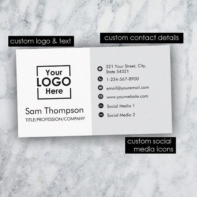 Custom Business Logo Modern Simple Minimalist  Business Card (Custom Business Logo Modern Simple Minimalist Business Card)
