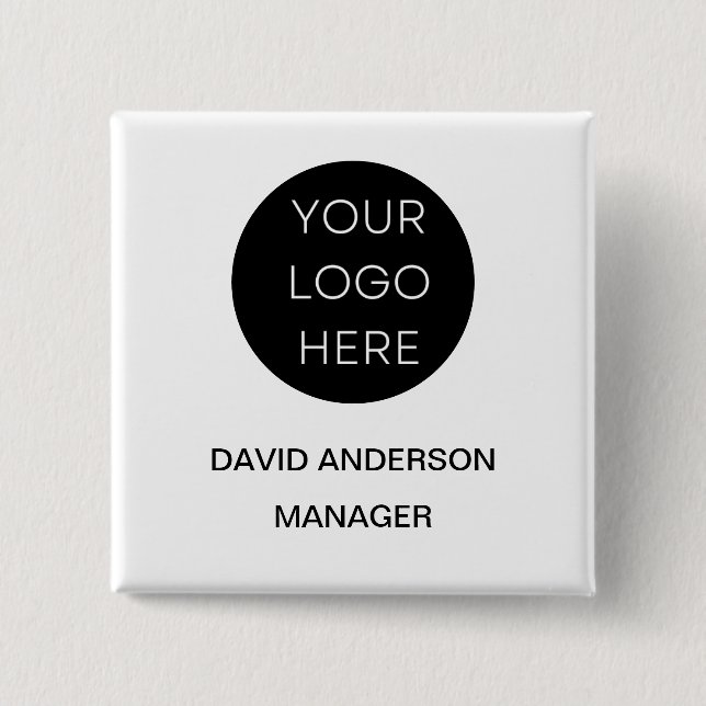 Custom Business Logo Modern White 15 Cm Square Badge (Front)