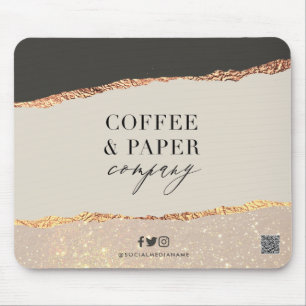 Custom Business Logo Mouse Pad Black Cream Gold