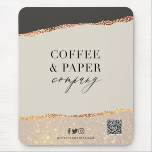 Custom Business Logo Mouse Pad Black Cream Gold