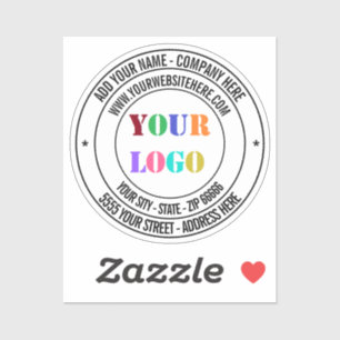 Custom Business Logo Name Address Sticker Template