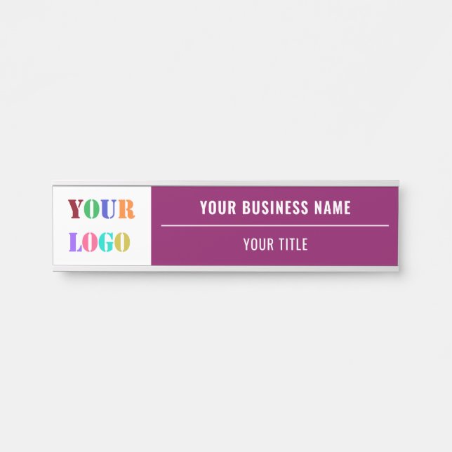Custom Business Logo Name Door Sign Your Colours (Front)