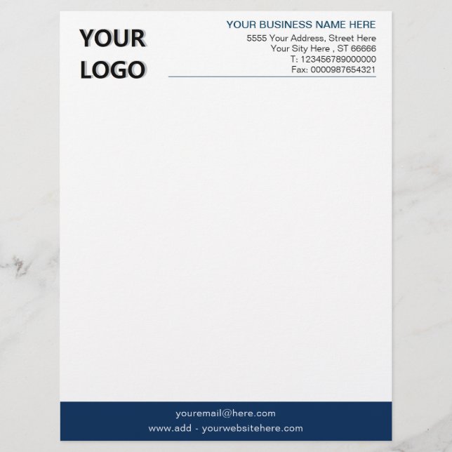 Custom Business Logo Name Info Colours Letterhead (Front)