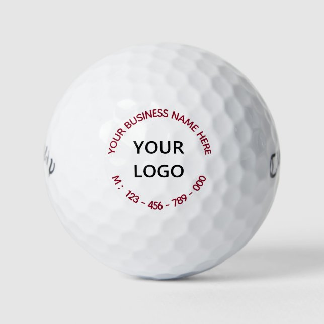 Custom Business Logo Name Info Personalised Modern Golf Balls (Front)