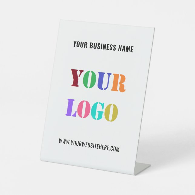 Custom Business Logo Name Pedestal Sign Template (Front)