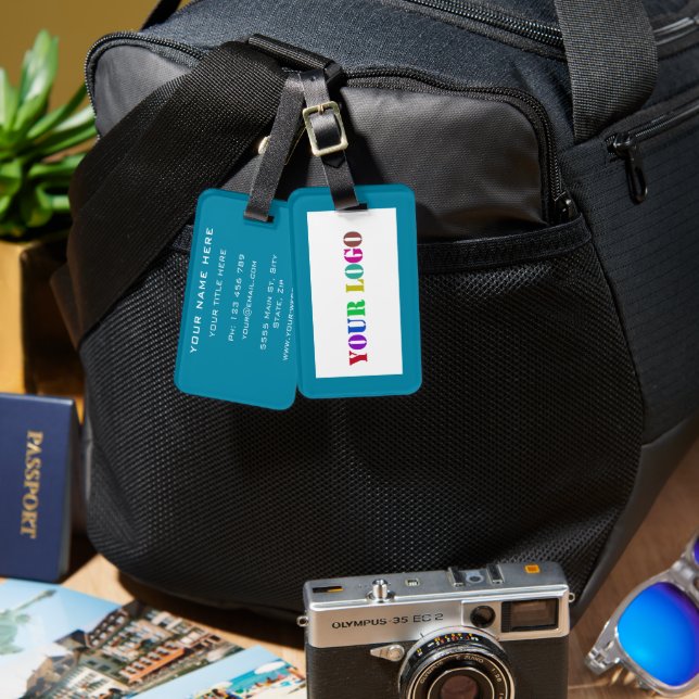 Custom Business Logo Name Text Info Luggage Tag (Front & Back)