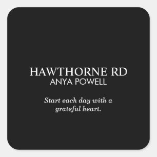 Custom Business Logo Name Text Simple Typography Square Sticker