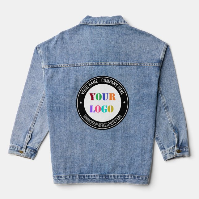 Custom Business Logo Name Website Denim Jacket (Back)