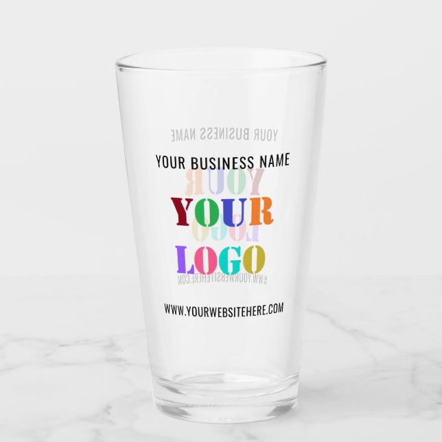 Custom Business Logo Name Website Text Glass (Front)
