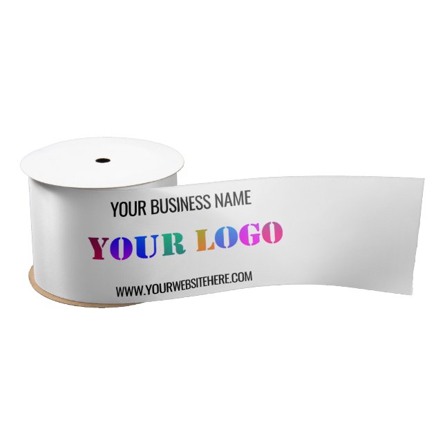 Custom Business Logo Name Website Your Company Satin Ribbon (Spool)