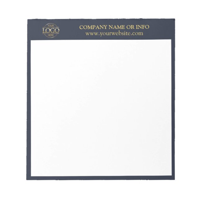 Custom Business Logo Navy Blue Branded Promotional Notepad (Front)