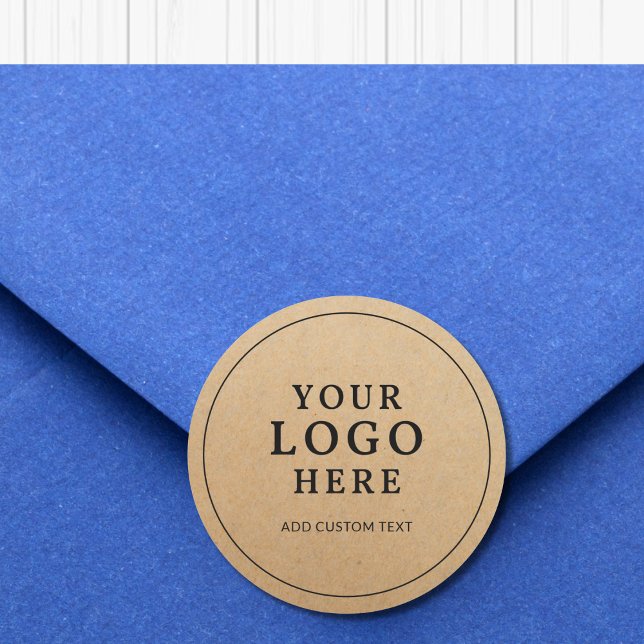 Custom Business Logo On Kraft Paper Style Branded Classic Round Sticker (Creator Uploaded)