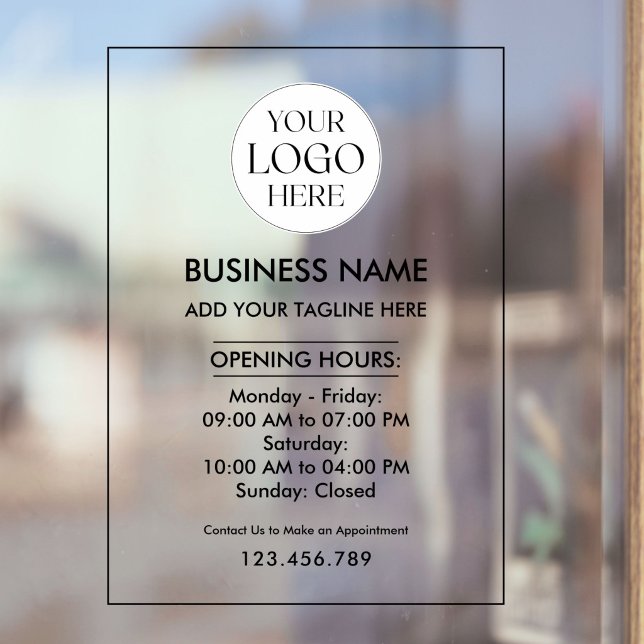 Custom Business Logo Opening Hour Professional Window Cling (Creator Uploaded)