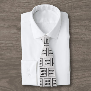 Custom Business Logo Pattern on Grey 2 Sided Tie