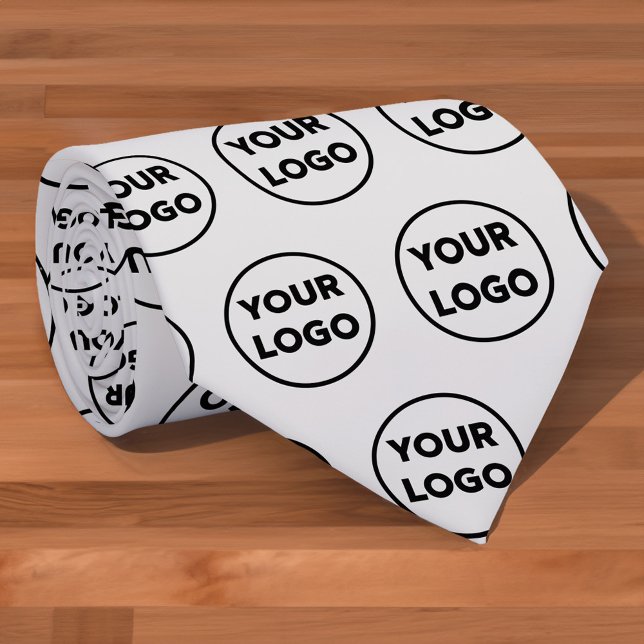 Custom Business Logo Pattern on Grey Tie (Custom Business Logo Pattern on Gray Neck Tie)