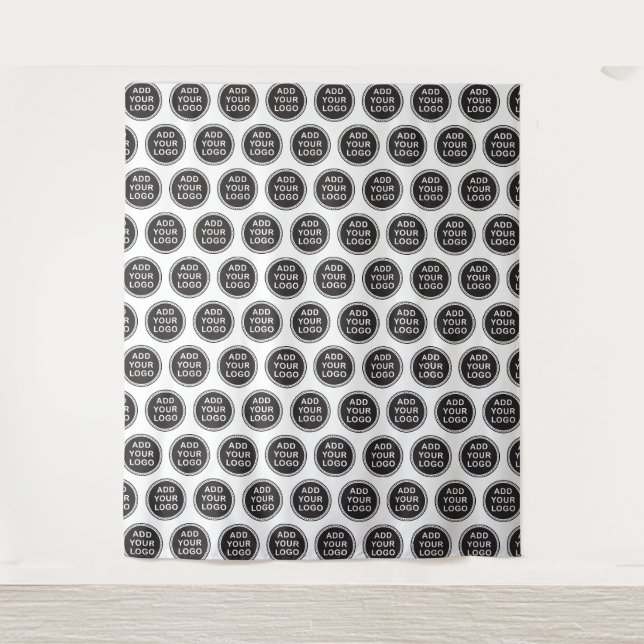 Custom business logo patterned backdrop tapestry (Front)