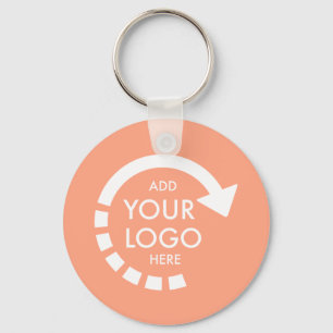 Custom Business Logo Peachy Coral Key Ring