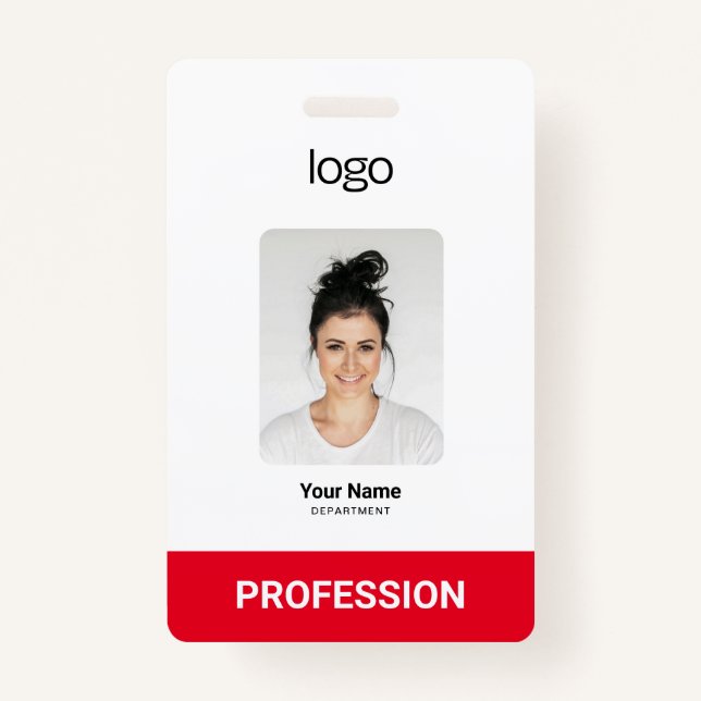 Custom Business Logo, Photo, Bar Qr Code ID Badge (Front)