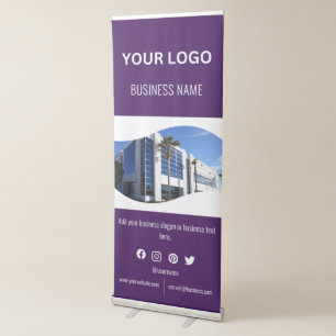 Custom Business Logo Photo Text and Social Media Retractable Banner