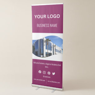 Custom Business Logo Photo Text and Social Media Retractable Banner