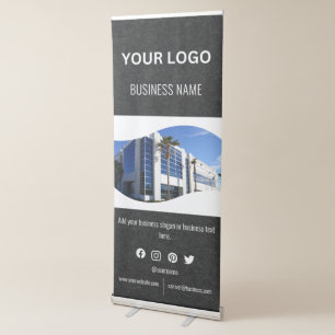 Custom Business Logo Photo Text and Social Media Retractable Banner