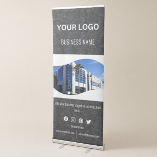 Custom Business Logo Photo Text and Social Media Retractable Banner