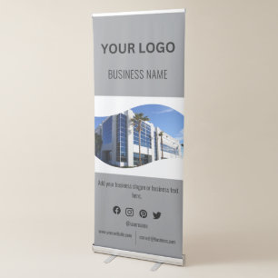 Custom Business Logo Photo Text and Social Media Retractable Banner