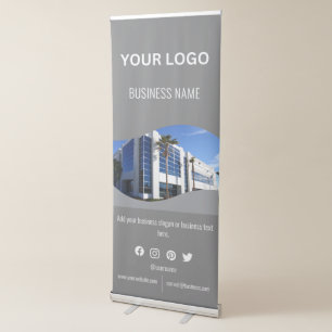 Custom Business Logo Photo Text and Social Media Retractable Banner