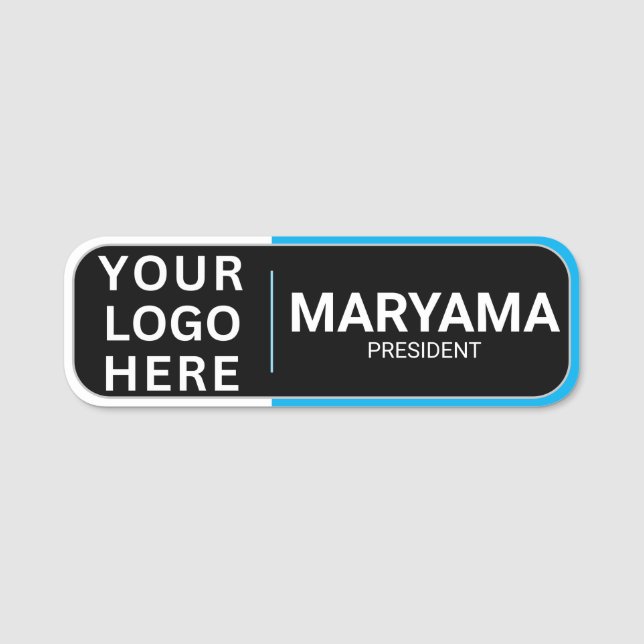 Custom Business Logo | Professional Employee Staff Name Tag (Front)