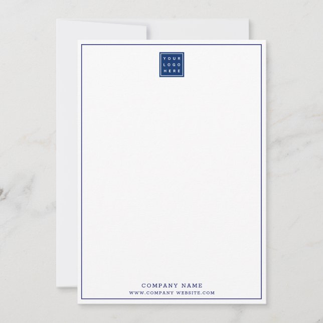 Custom Business Logo Professional Navy Border Card (Front)