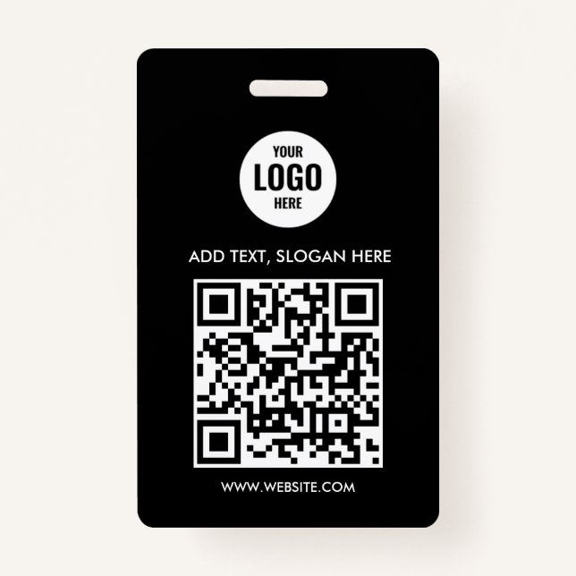 Custom  Business Logo Professional Simple White  ID Badge (Front)