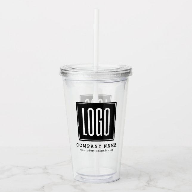 Custom Business Logo Promotional  Acrylic Tumbler (Front)