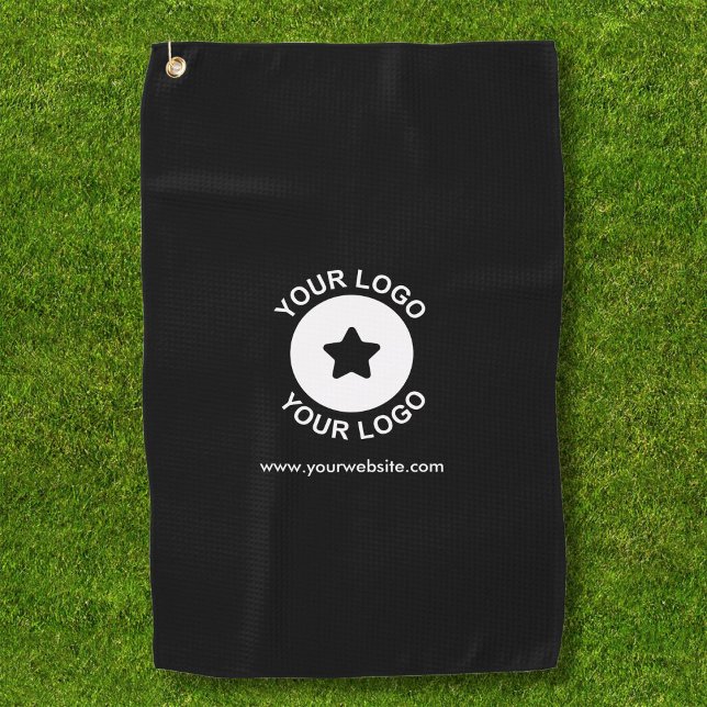 Custom Business Logo Promotional Black Golf Towel (Creator Uploaded)