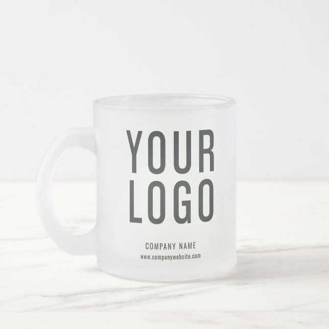 Custom Business Logo Promotional Frosted Glass Coffee Mug (Left)
