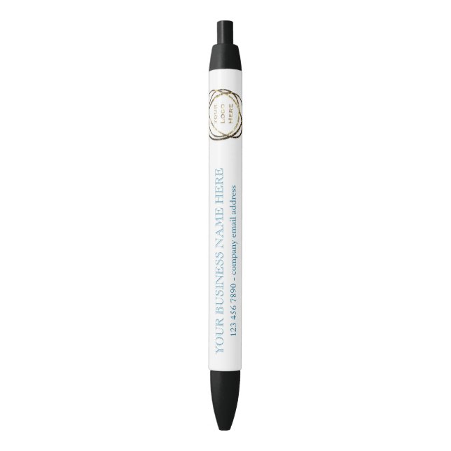 Custom Business Logo Promotional Simple Aqua  Black Ink Pen (Front Vertical)