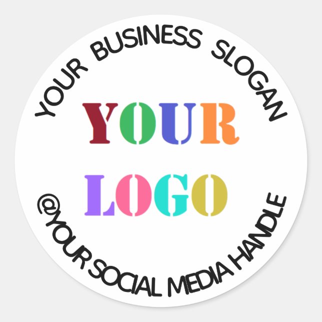 Custom Business Logo Promotional Social Media Name Classic Round Sticker (Front)