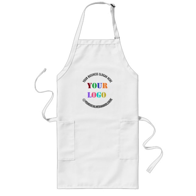 Custom Business Logo Promotional Social Media Name Long Apron (Front)