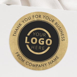Custom Business Logo Promotional Thank You Gold Classic Round Sticker
