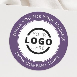 Custom Business Logo Promotional Thank You Purple Classic Round Sticker