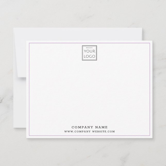 Custom Business Logo Purple Line Company Name  Card (Front)