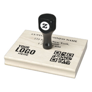 Custom Business Logo Qr Code & Address Rubber Stamp