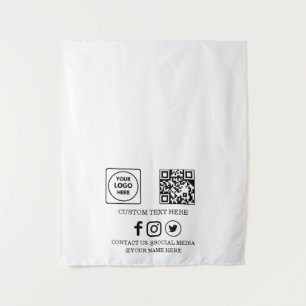 Custom Business Logo QR Code Branding Display Tapestry
