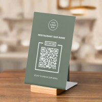 Custom Business Logo QR Code Clean Sage Green 