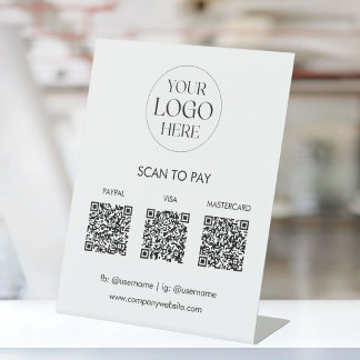 Custom Business Logo QR Code Modern Payment Pedestal Sign