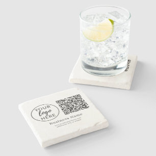 Custom Business Logo QR Code Personalised Stone Coaster
