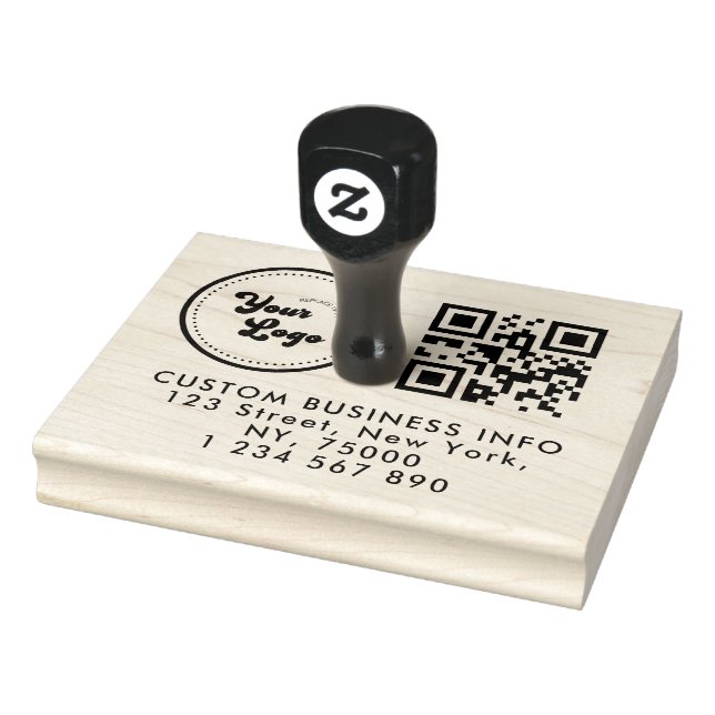 Custom Business Logo Qr Code & Return Address Rubber Stamp (Stamp)