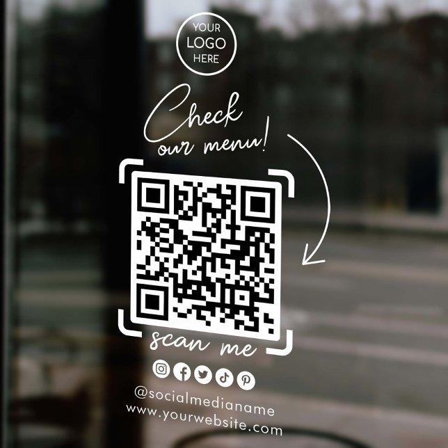 Custom Business Logo QR Code Social Media Window Cling (Custom Business Logo QR Code Social Media Window Cling)
