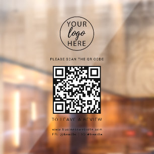 Custom Business Logo QR Code Storefront Window Cling