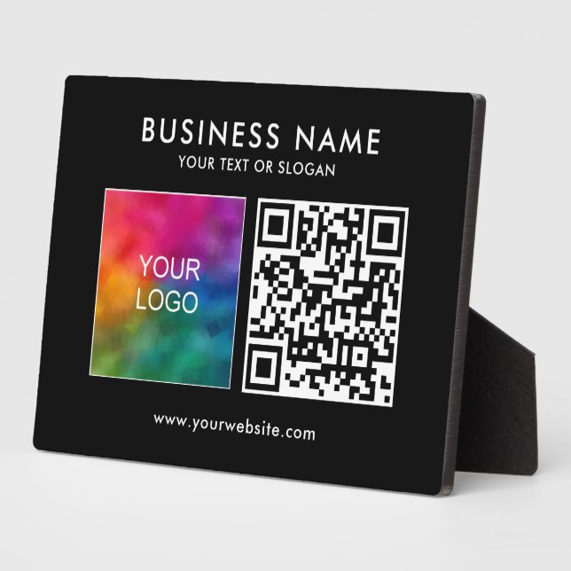 Custom Business Logo QR Code Template Black Plaque (Side)